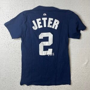 Majestic New York Yankees Derek Jeter 2 Shirt Mens Small Navy Blue WXM952 MLB